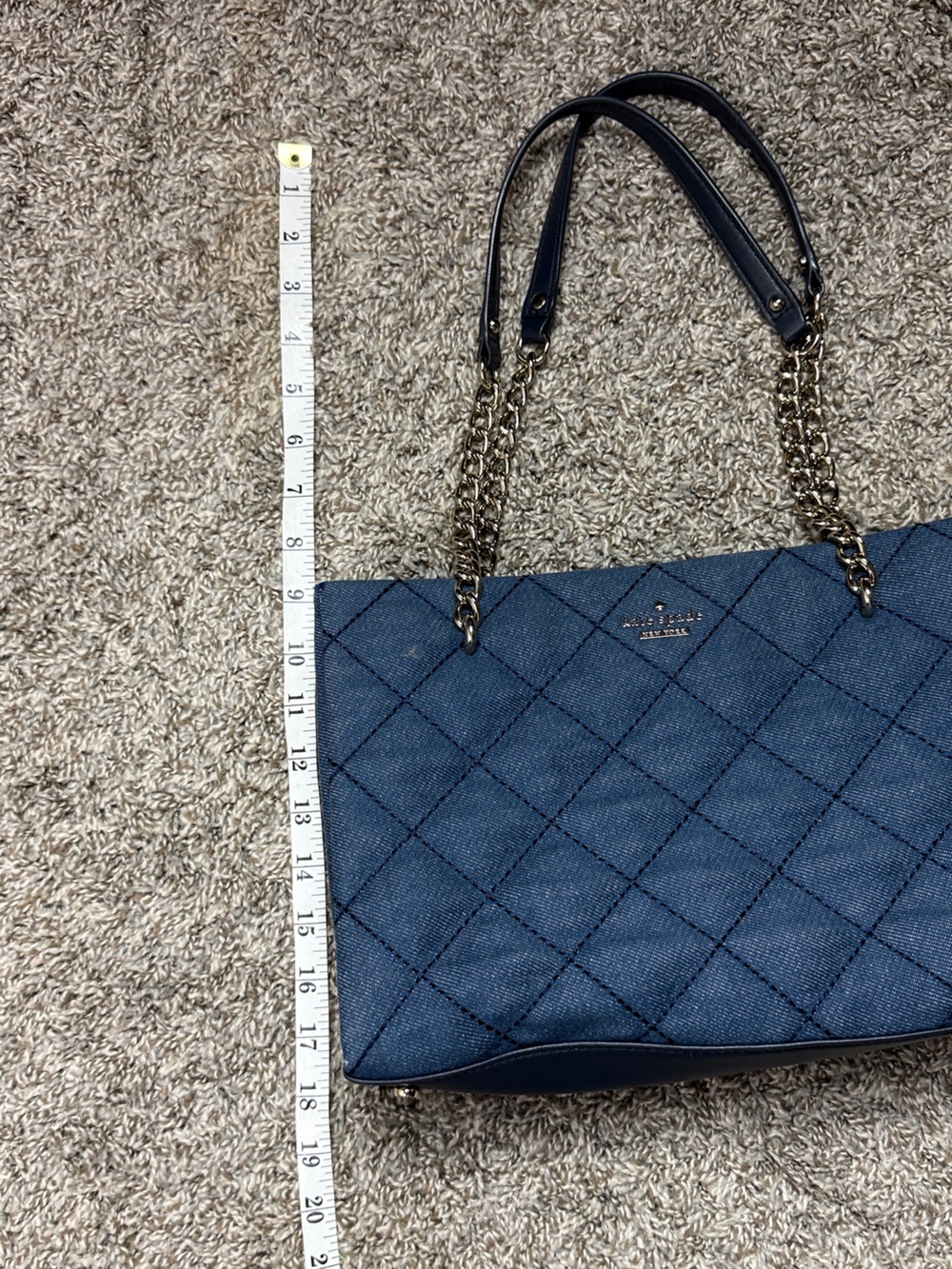 kate spade Quilted Denim Satchel in Blue with Black Handles - Picture 6 of 11